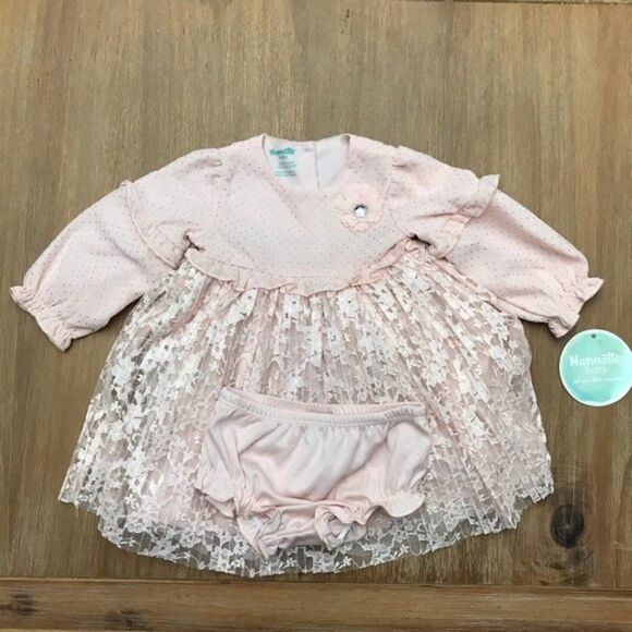 Nanette Baby Long Sleeve Ruffled Lace Dress Set - Picture 1 of 8